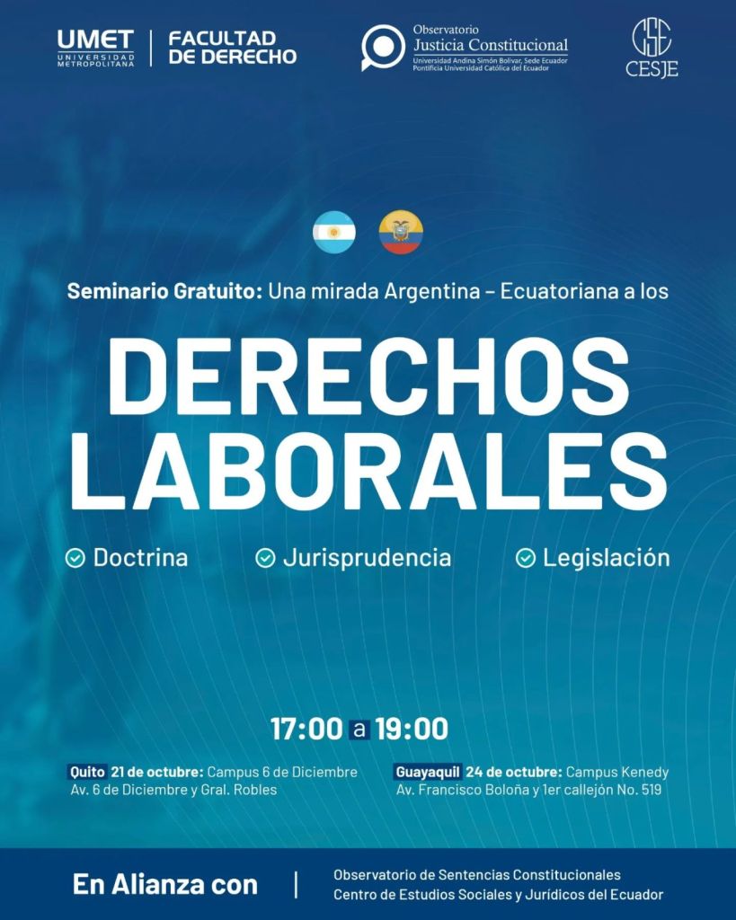 ¡Asiste al Seminario Gratuito sobre Derechos Laborales en Quito y Guayaquil!