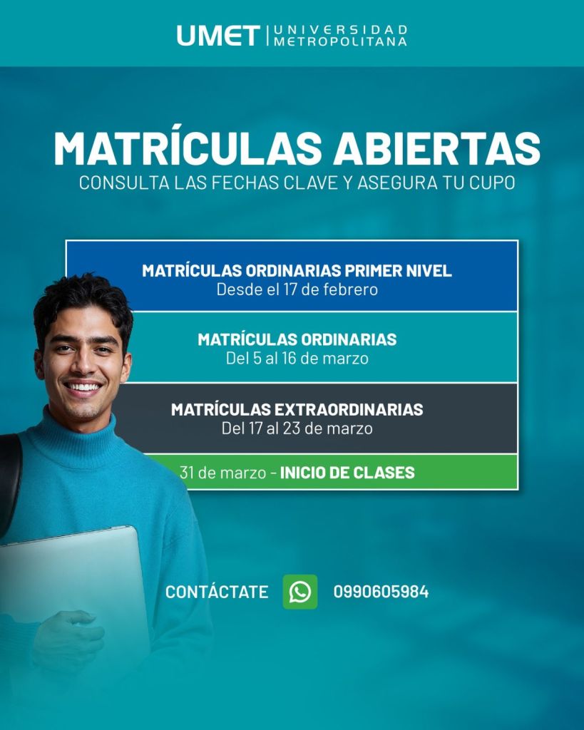 ¡MATRÍCULAS ABIERTAS! PERÍODO ACADÉMICO 65