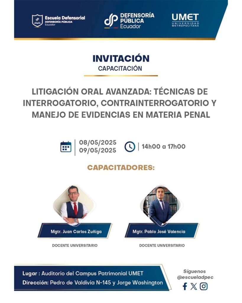 UMET te invita a la capacitación avanzada en Litigación Oral Penal