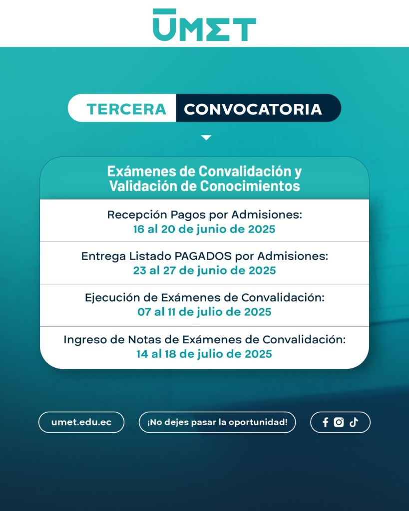 Tercera convocatoria para los exámenes de convalidación